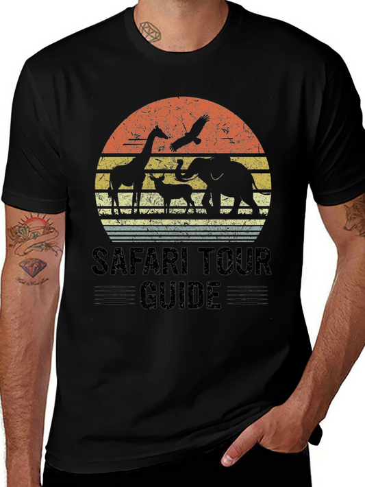 Safari Tour Guide Graphic Tee - Animal Silhouette