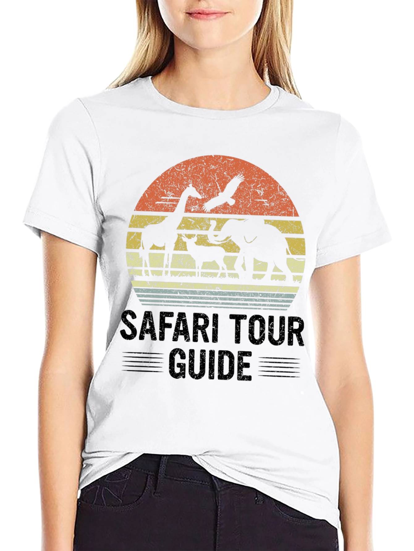 Safari Tour Guide Graphic Tee - Animal Silhouette