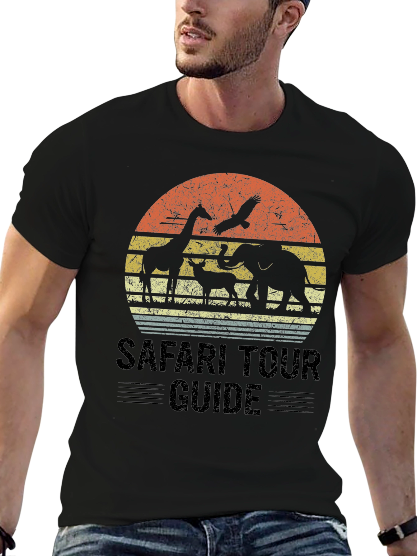 Safari Tour Guide Graphic Tee - Animal Silhouette