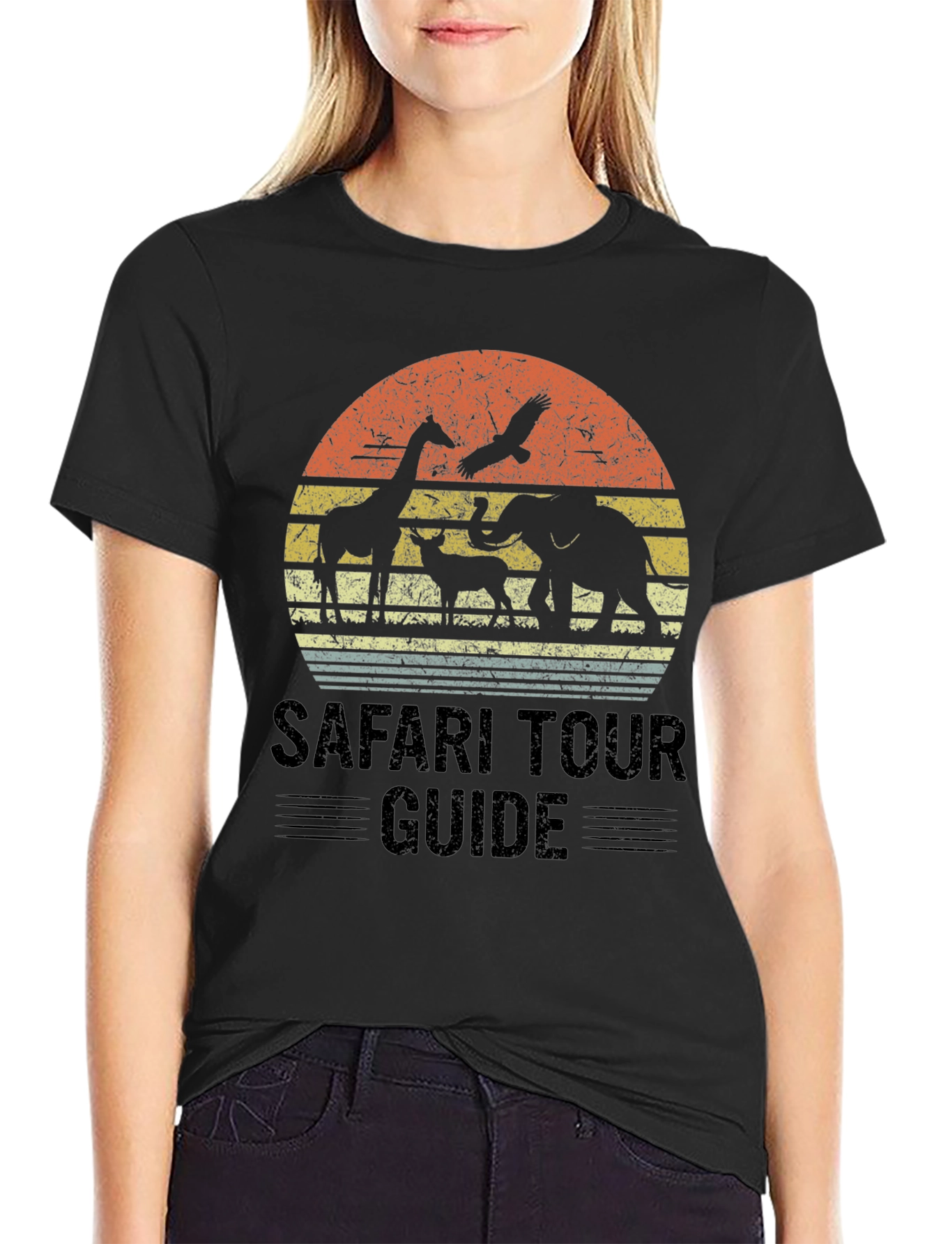 Safari Tour Guide Graphic Tee - Animal Silhouette