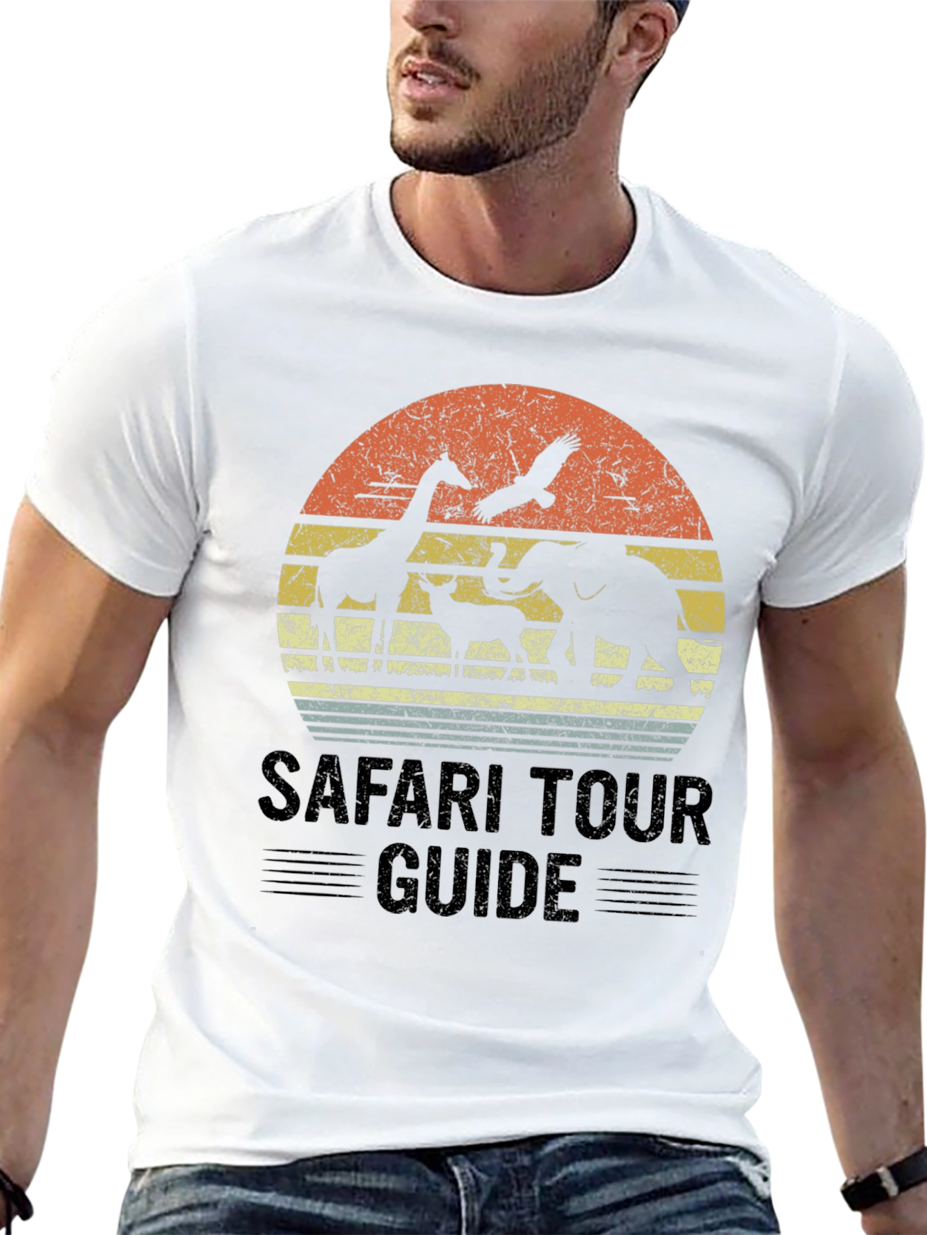 Safari Tour Guide Graphic Tee - Animal Silhouette