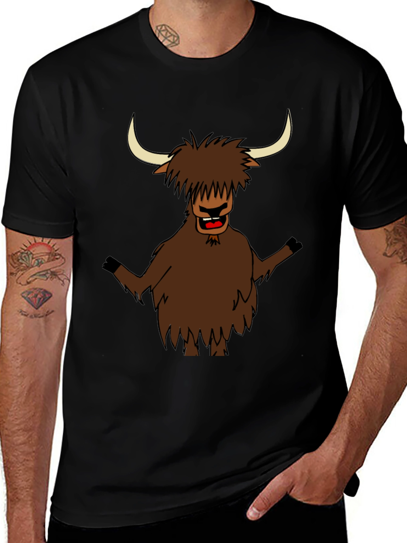 Funny Highland Cow T-Shirt - Cartoon Bull Tee