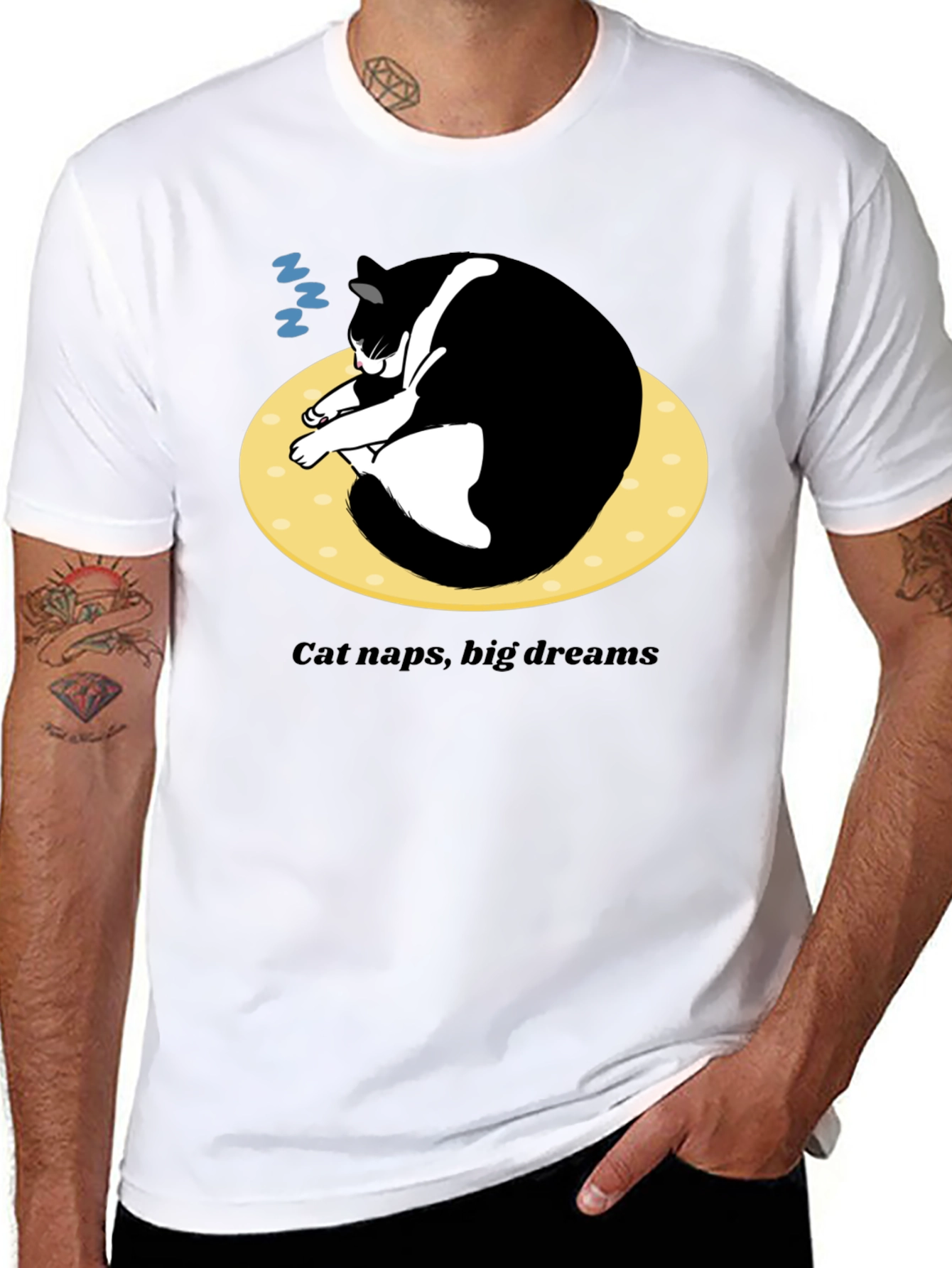 Cat Naps Big Dreams T-Shirt - Black