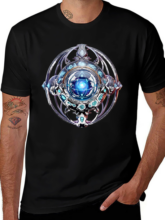 Mystical Orb Graphic Tee - Black Cotton Blend Shirt