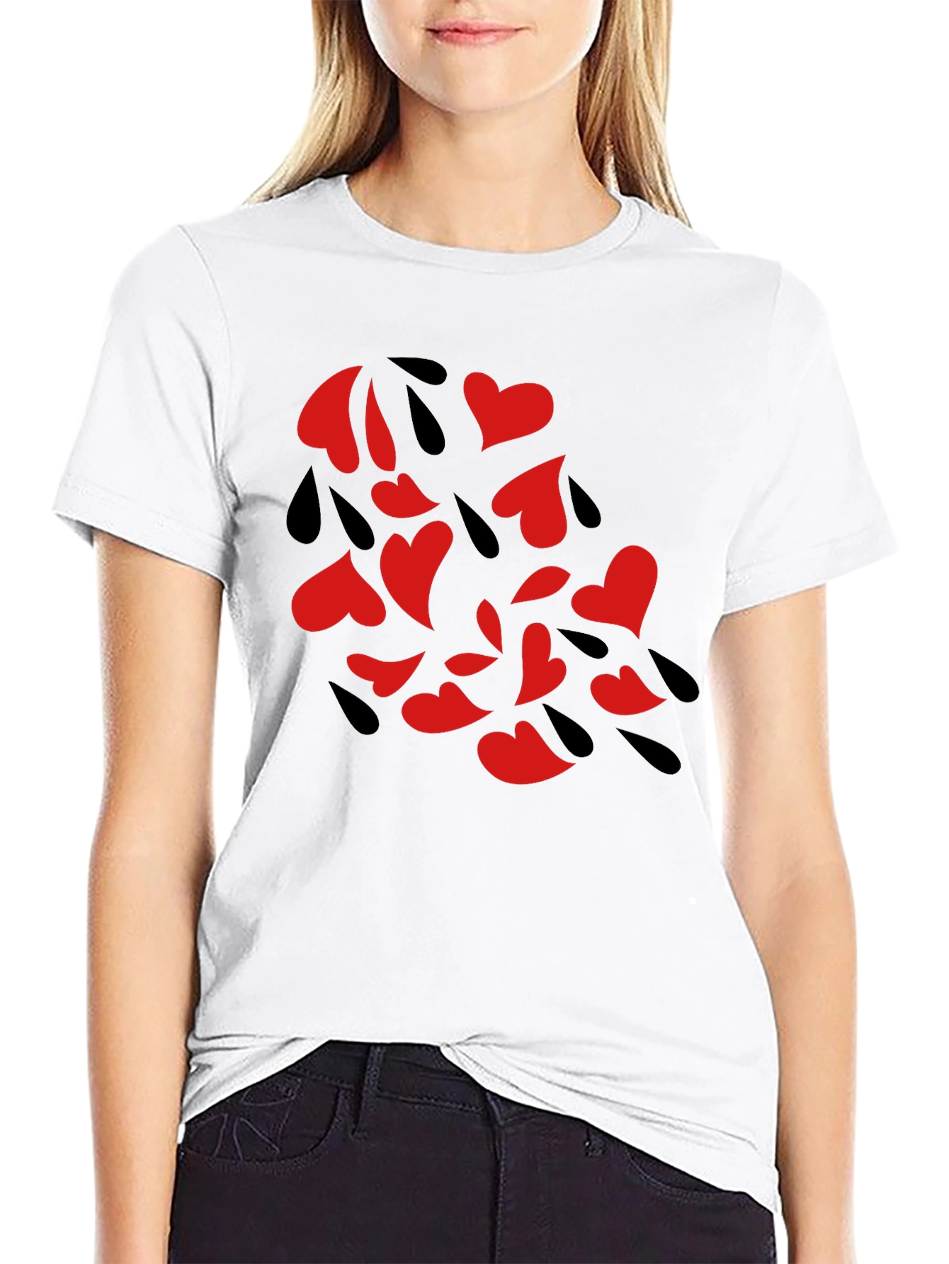 Heart Rain Graphic Black Tee