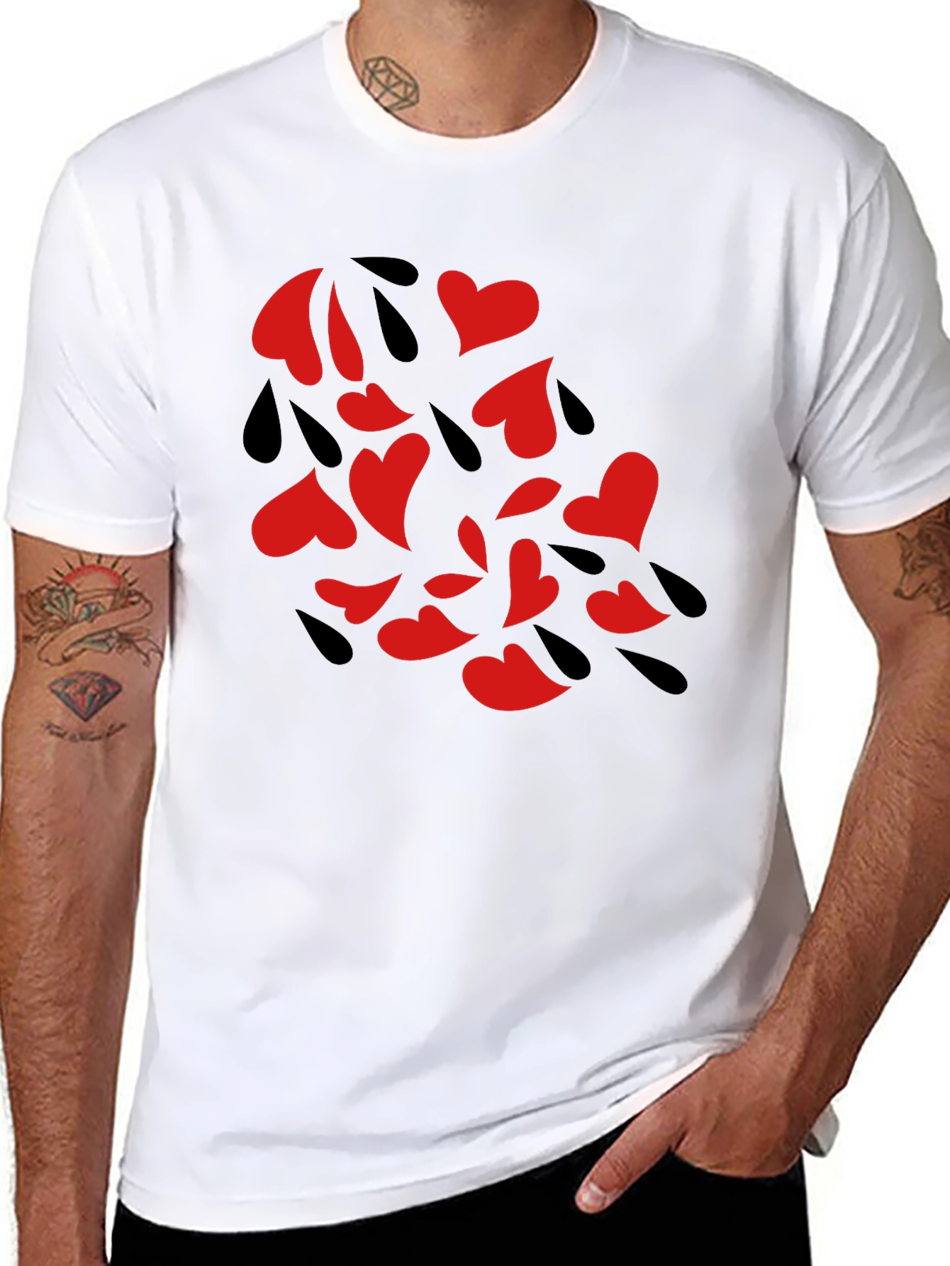 Heart Rain Graphic Black Tee