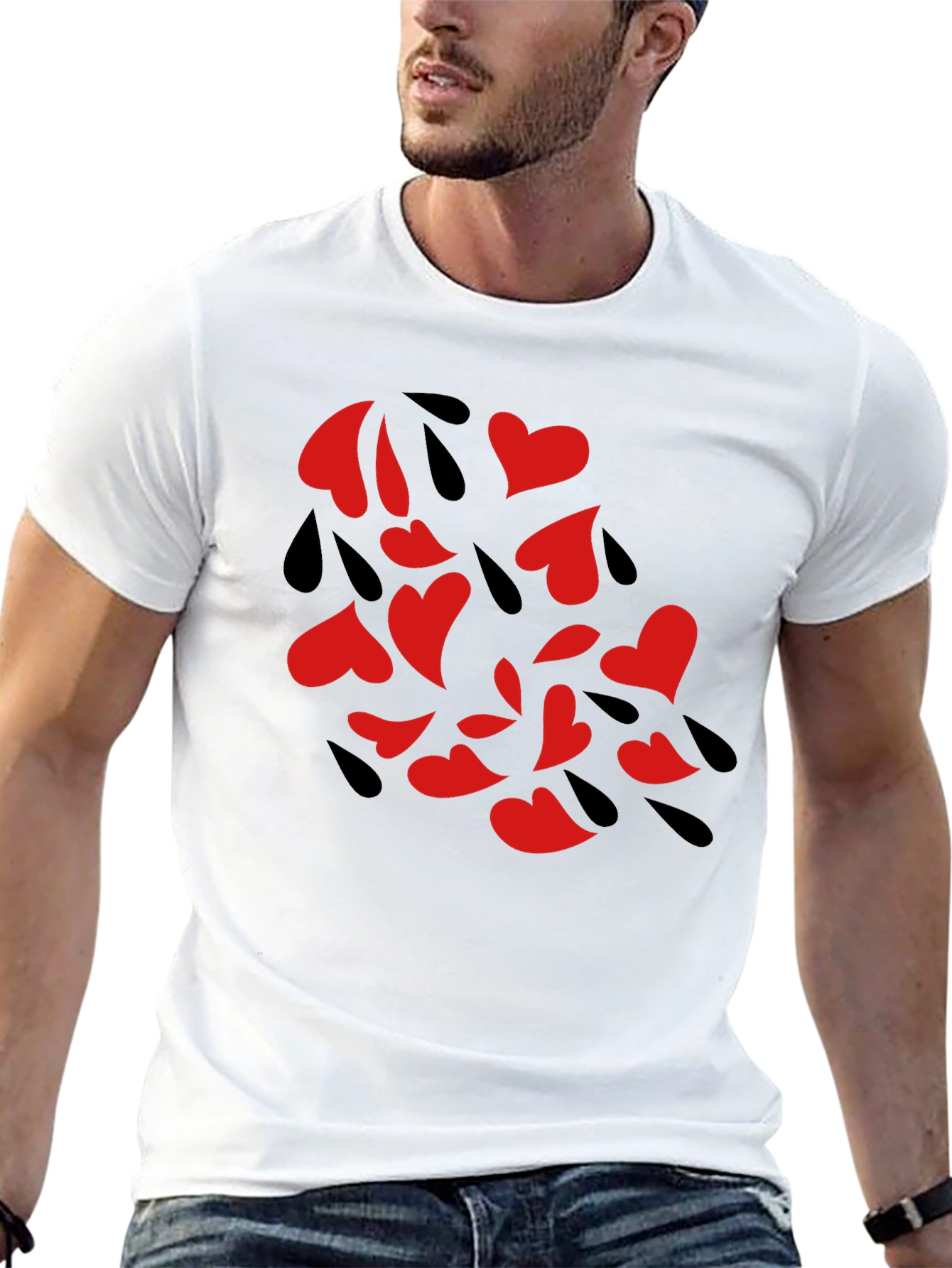 Heart Rain Graphic Black Tee