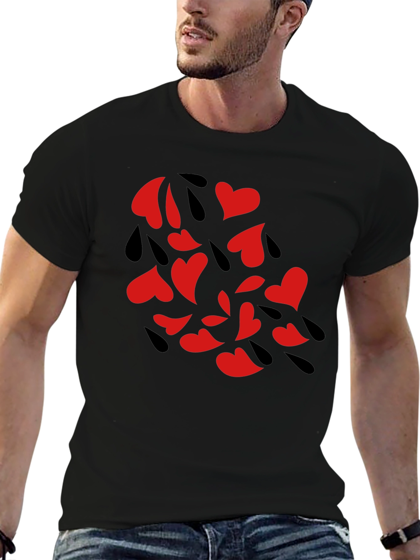 Heart Rain Graphic Black Tee