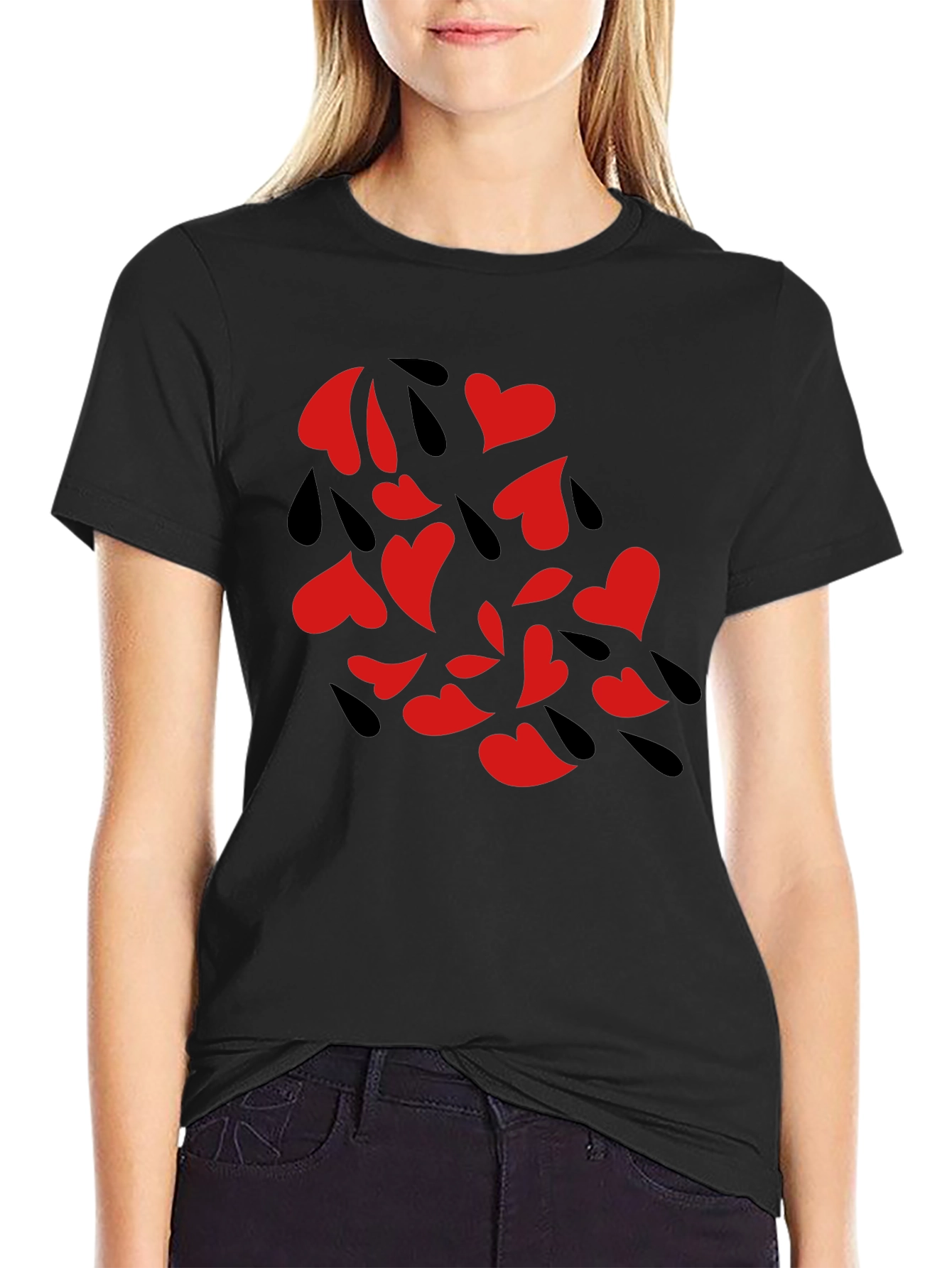 Heart Rain Graphic Black Tee