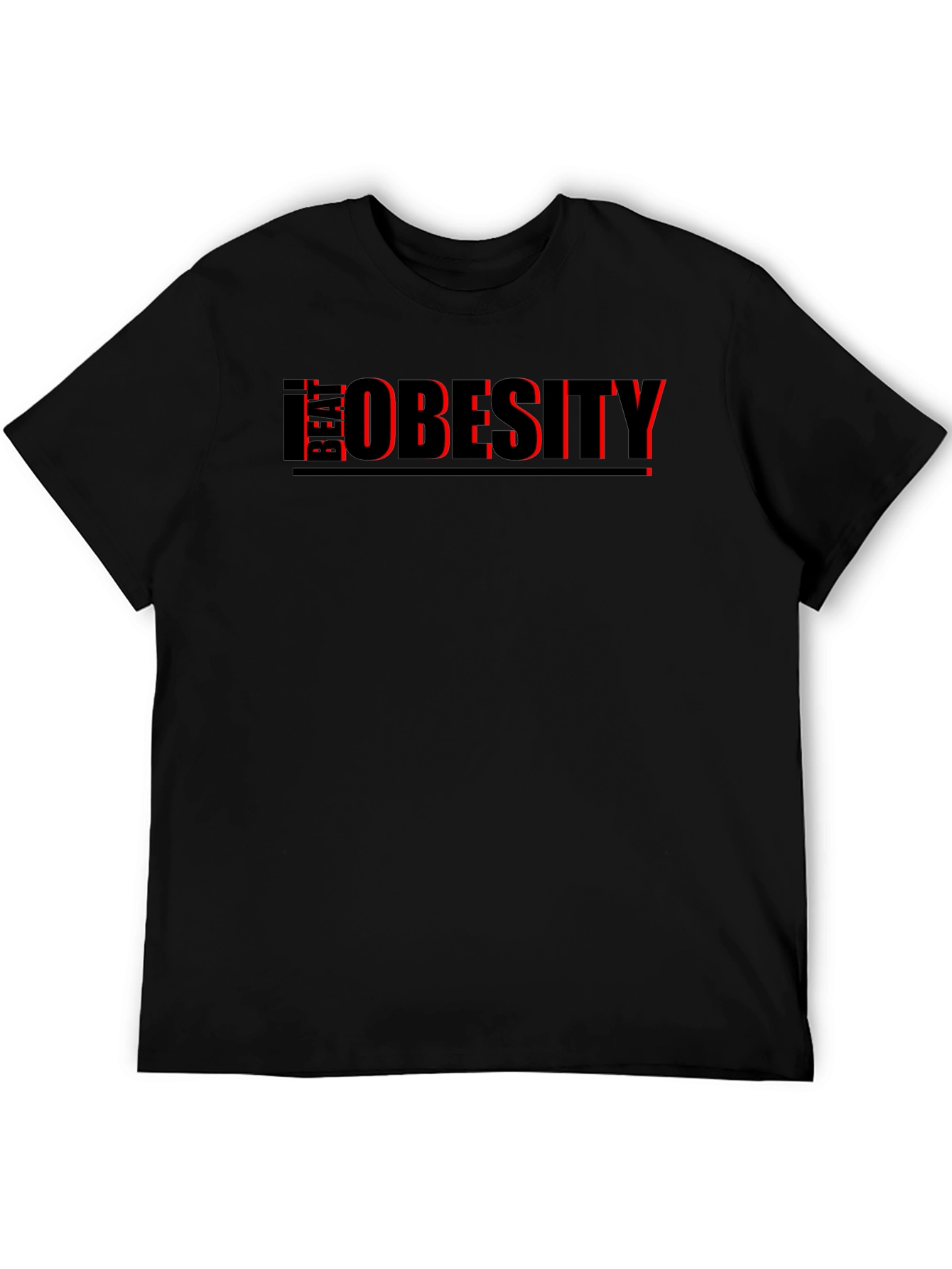 Beat Obesity T-Shirt - Black Graphic Tee