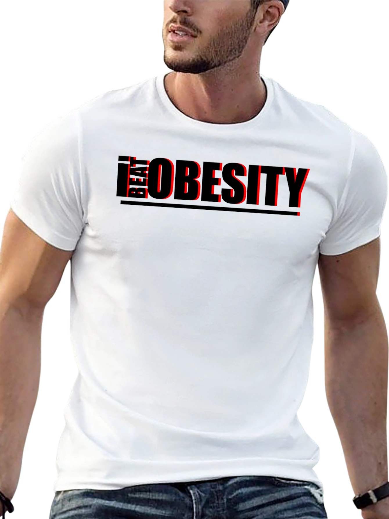 Beat Obesity T-Shirt - Black Graphic Tee