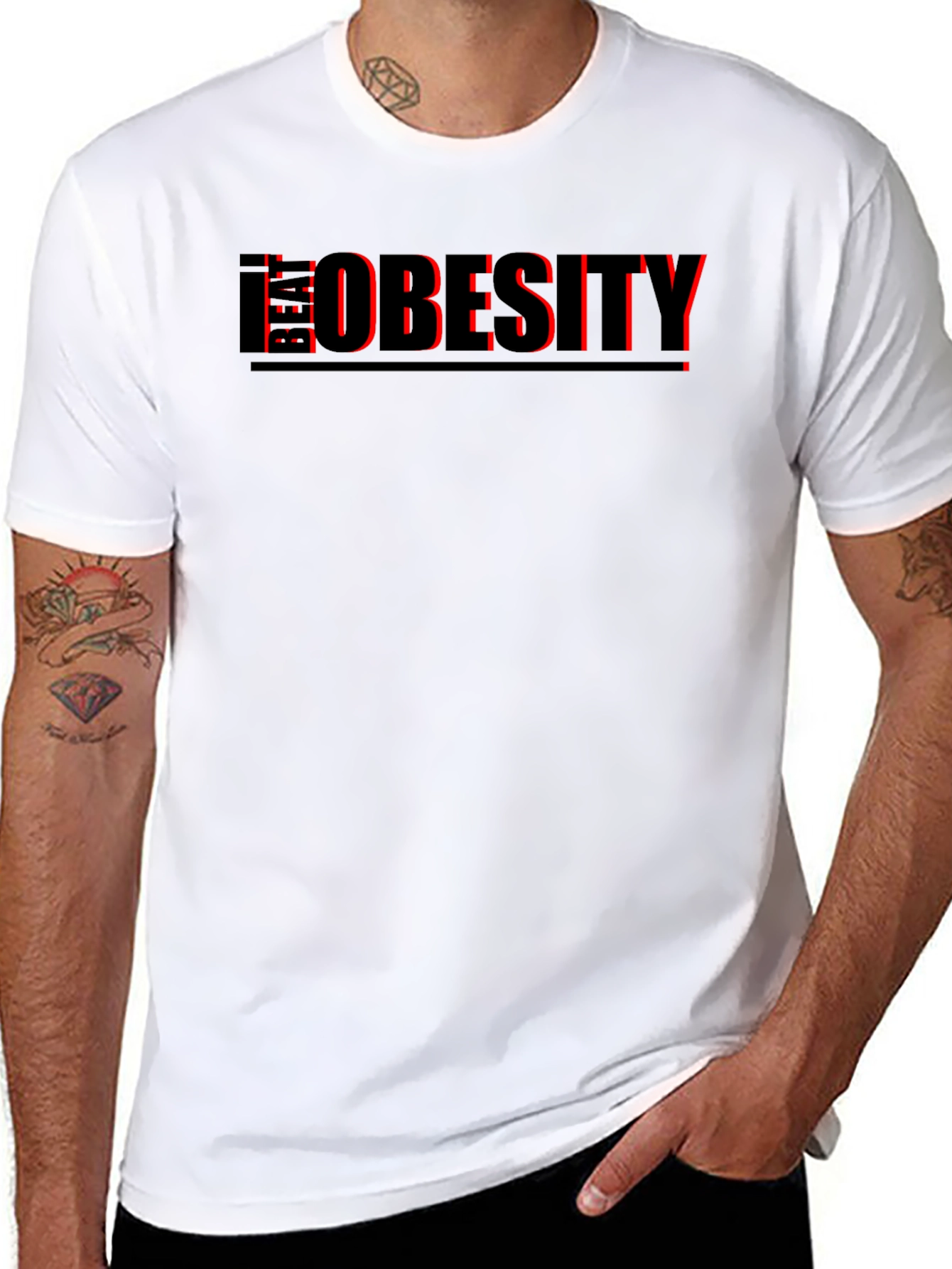 Beat Obesity T-Shirt - Black Graphic Tee