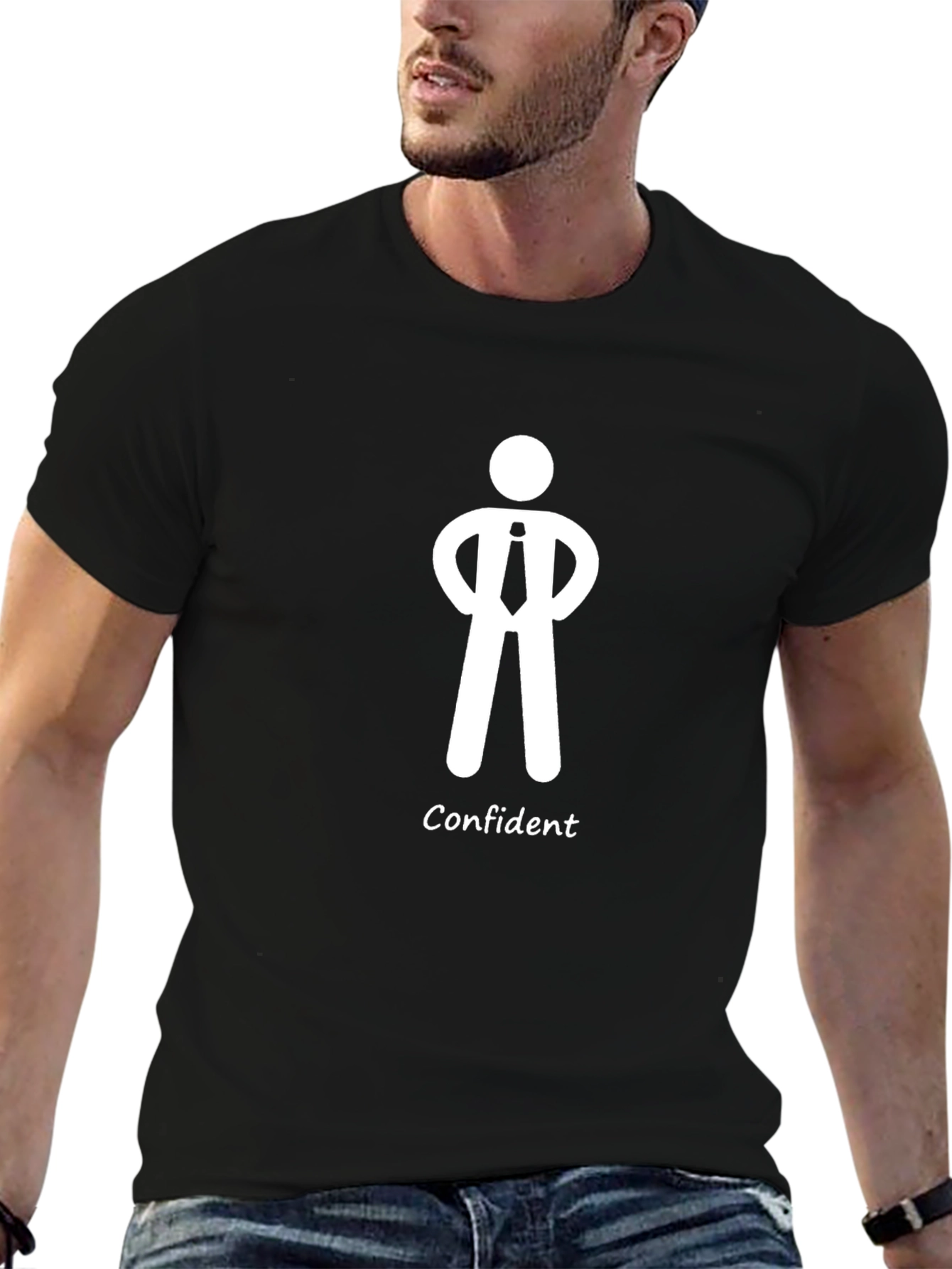 Confident Man Graphic Tee - Black