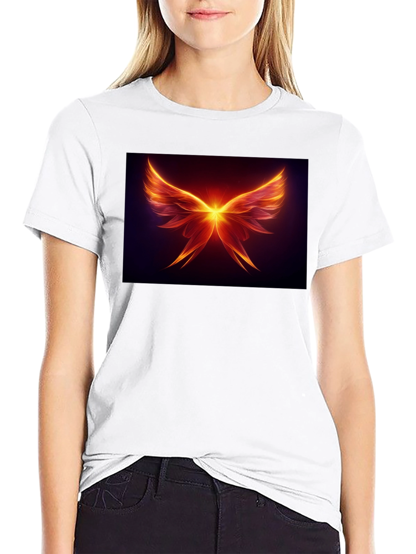 Fiery Wings Graphic Tee - Black Cotton Blend