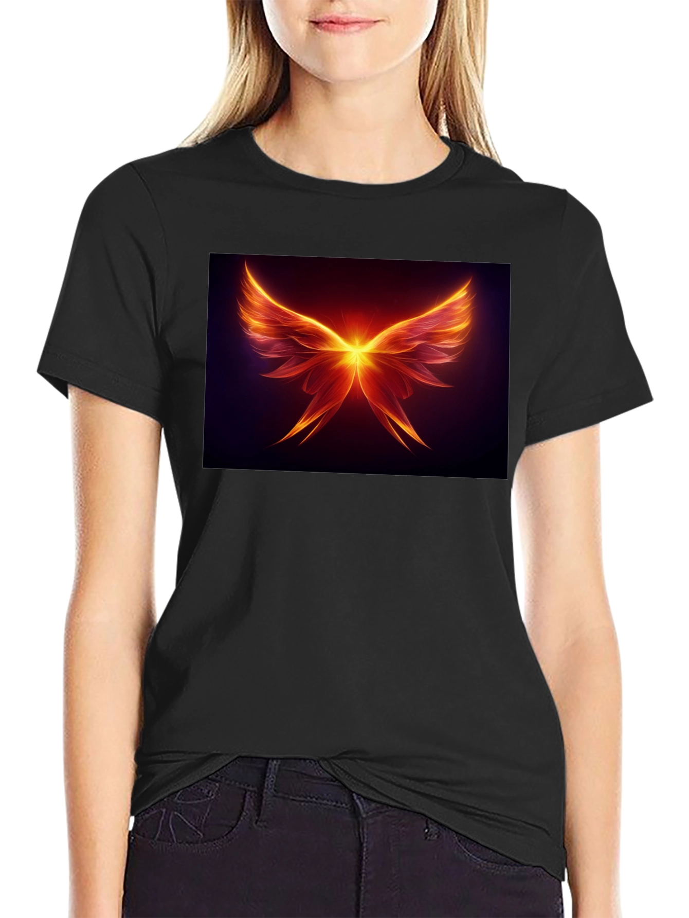 Fiery Wings Graphic Tee - Black Cotton Blend