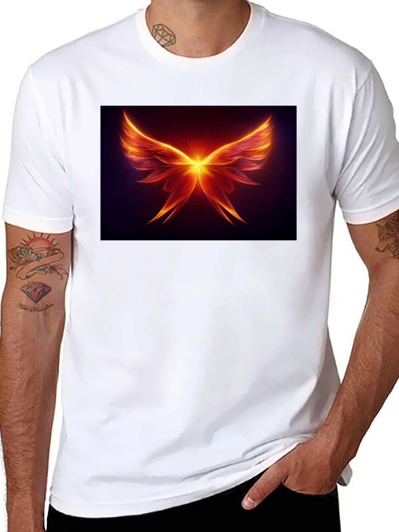 Fiery Wings Graphic Tee - Black Cotton Blend