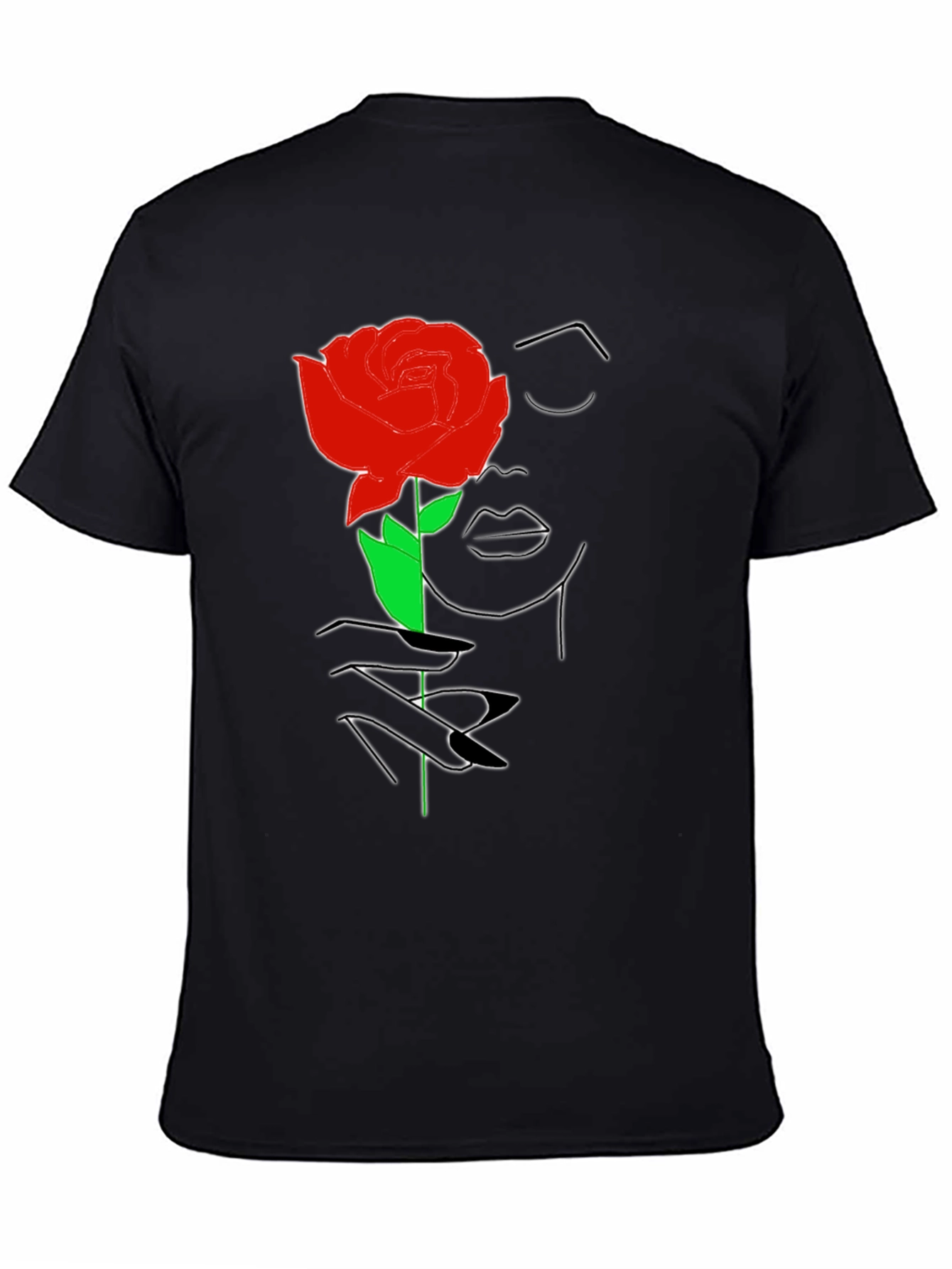 Rose Woman Graphic Tee - Stylish Line Art T-Shirt