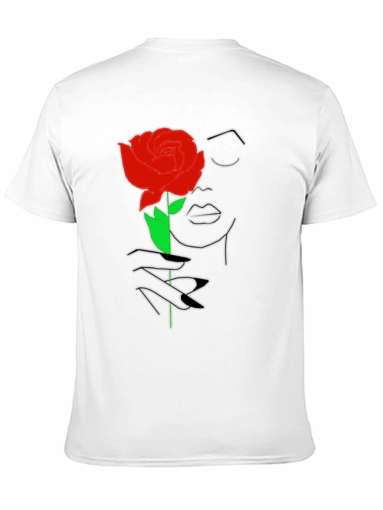 Rose Woman Graphic Tee - Stylish Line Art T-Shirt