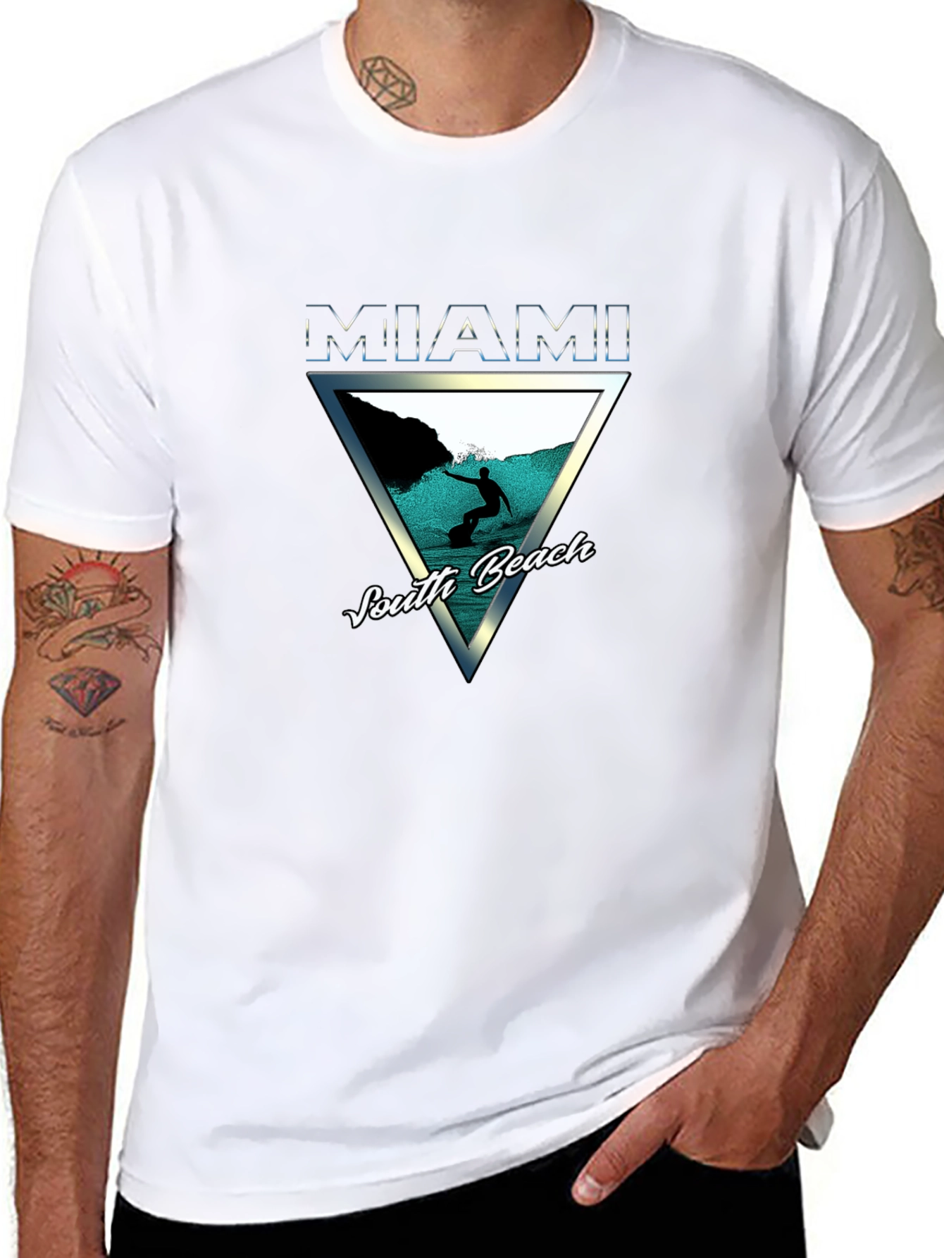 Miami South Beach Graphic Tee - Surfer Design