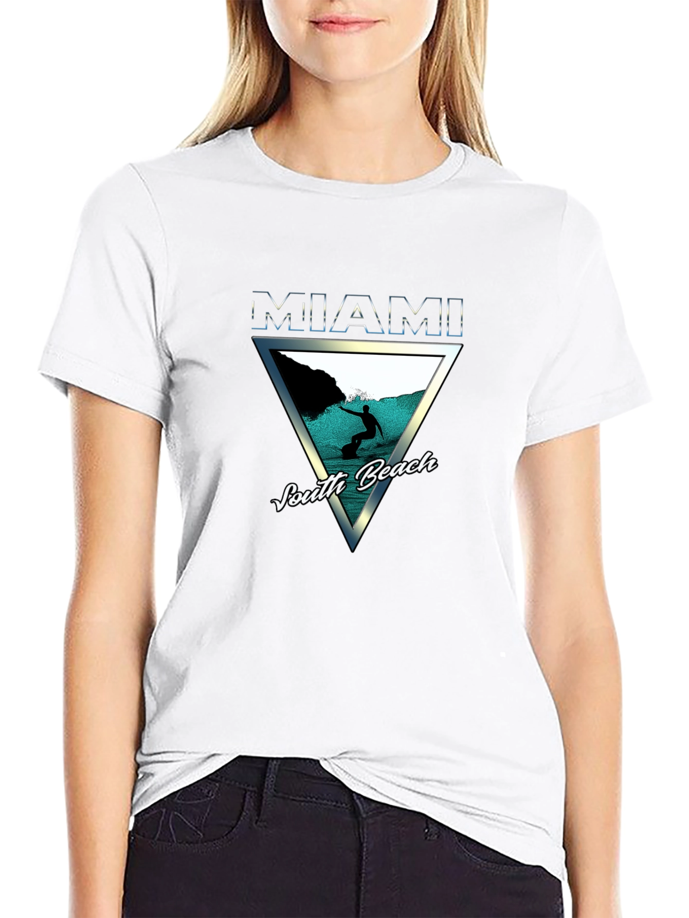 Miami South Beach Graphic Tee - Surfer Design