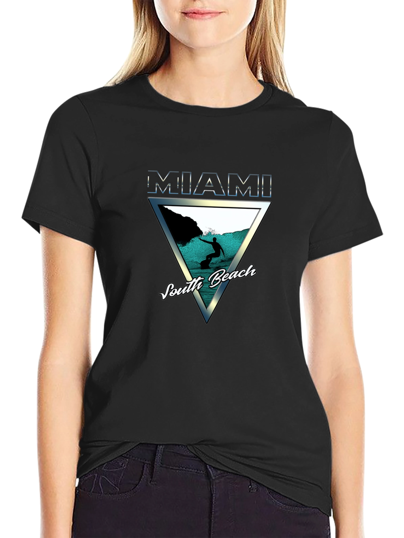 Miami South Beach Graphic Tee - Surfer Design