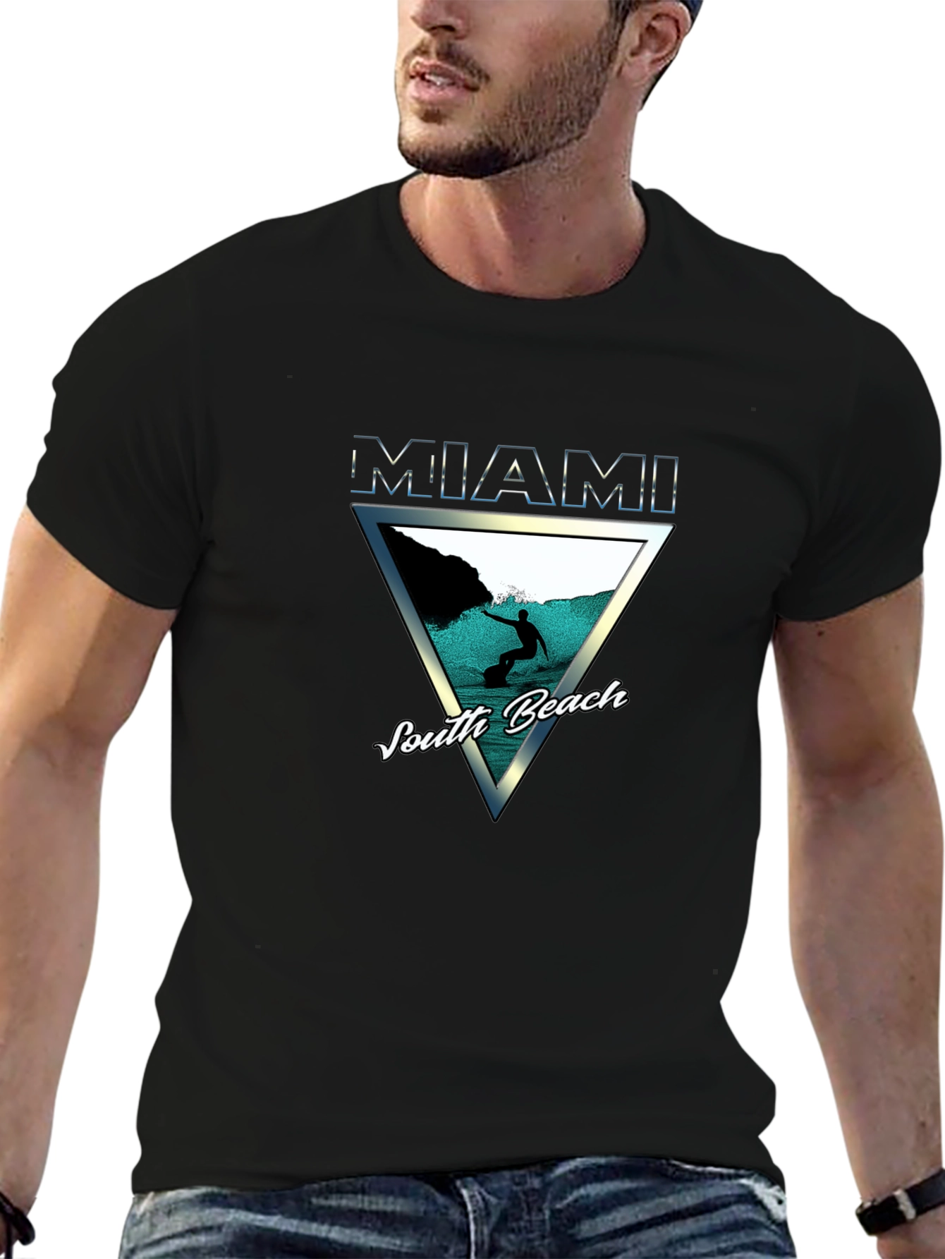 Miami South Beach Graphic Tee - Surfer Design