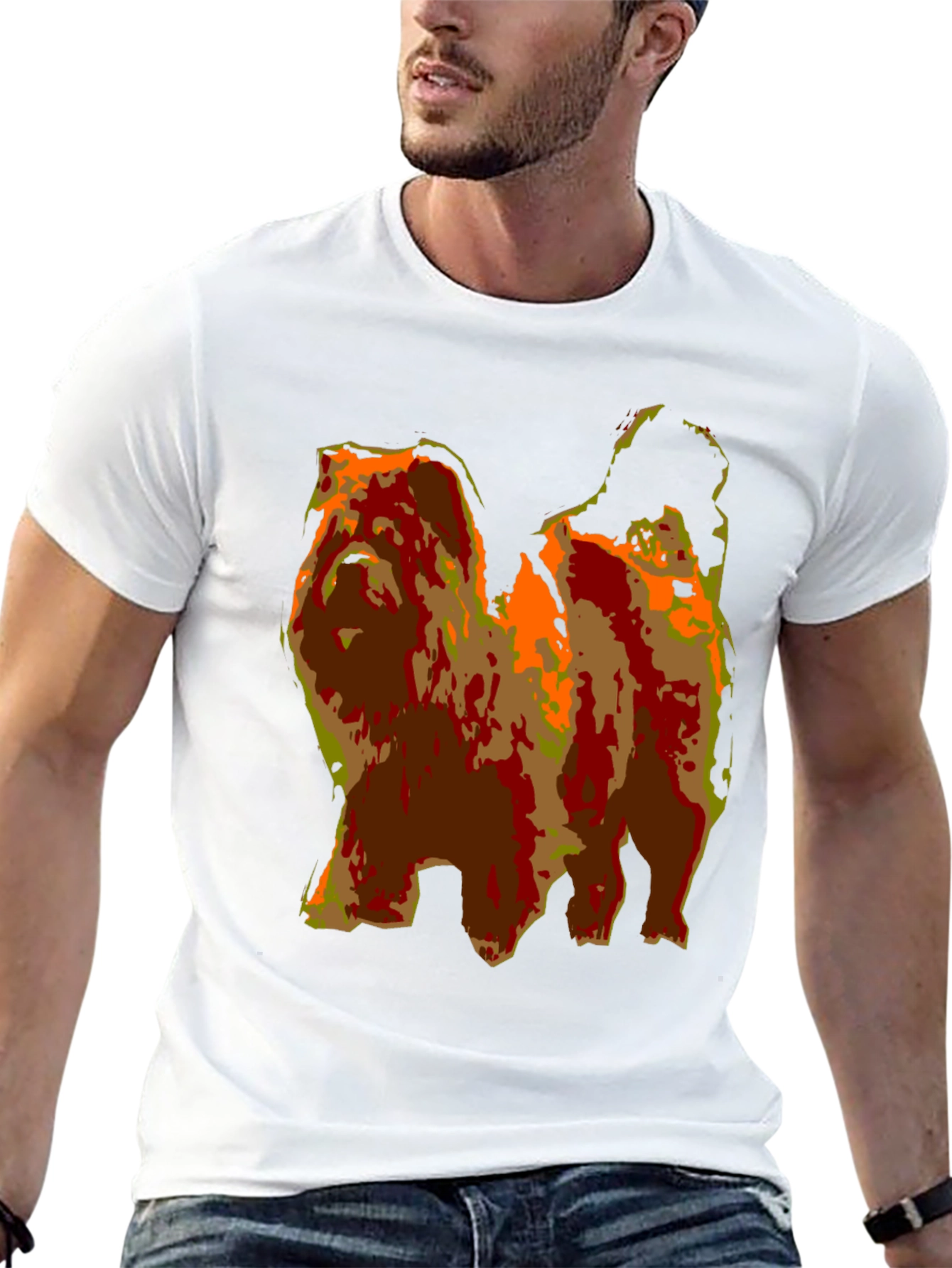 Abstract Dog Graphic Print Black T-Shirt