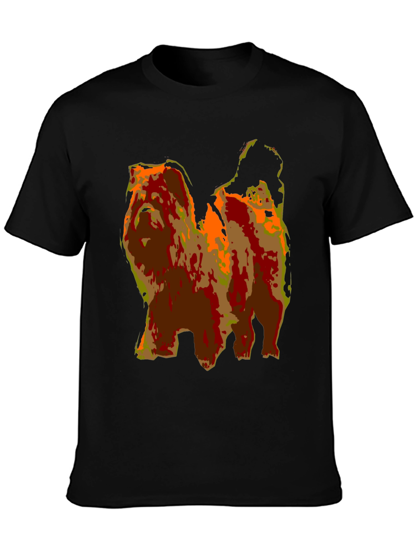 Abstract Dog Graphic Print Black T-Shirt
