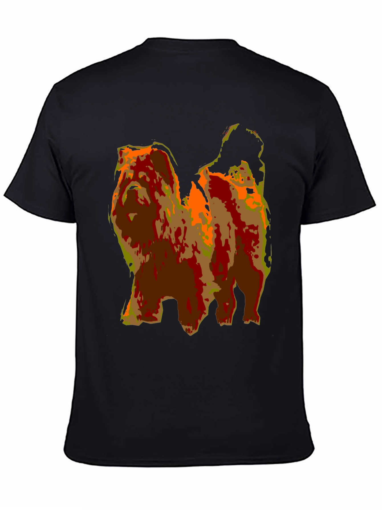 Abstract Dog Graphic Print Black T-Shirt