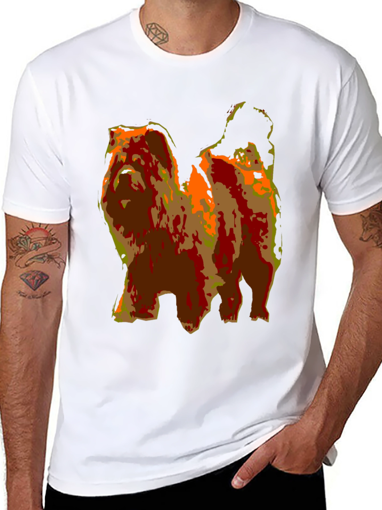 Abstract Dog Graphic Print Black T-Shirt