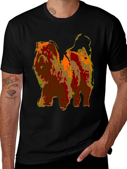 Abstract Dog Graphic Print Black T-Shirt