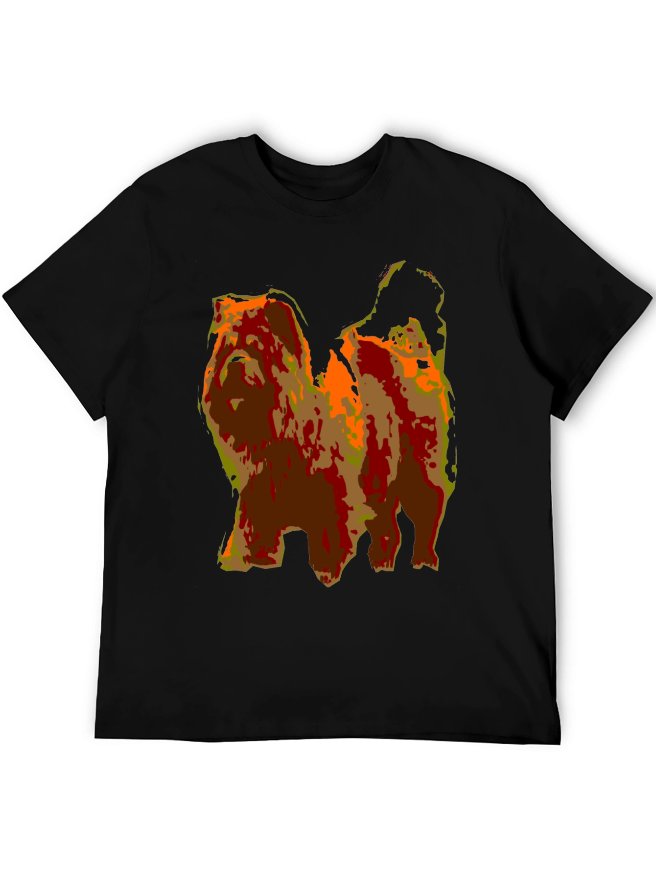 Abstract Dog Graphic Print Black T-Shirt