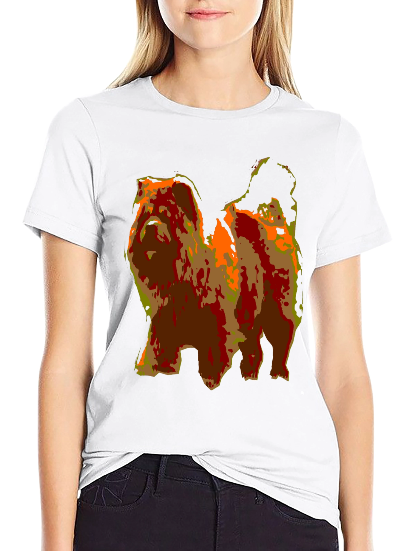 Abstract Dog Graphic Print Black T-Shirt