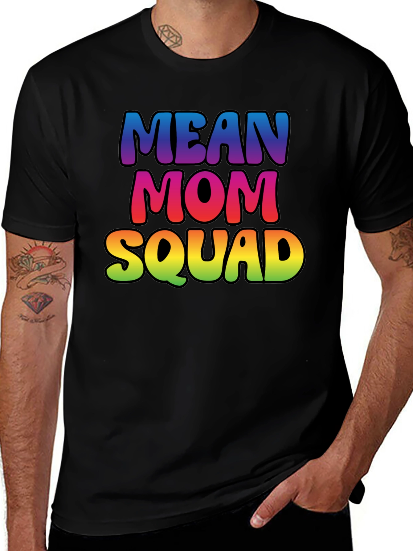 Mean Mom Squad Rainbow Graphic Tee