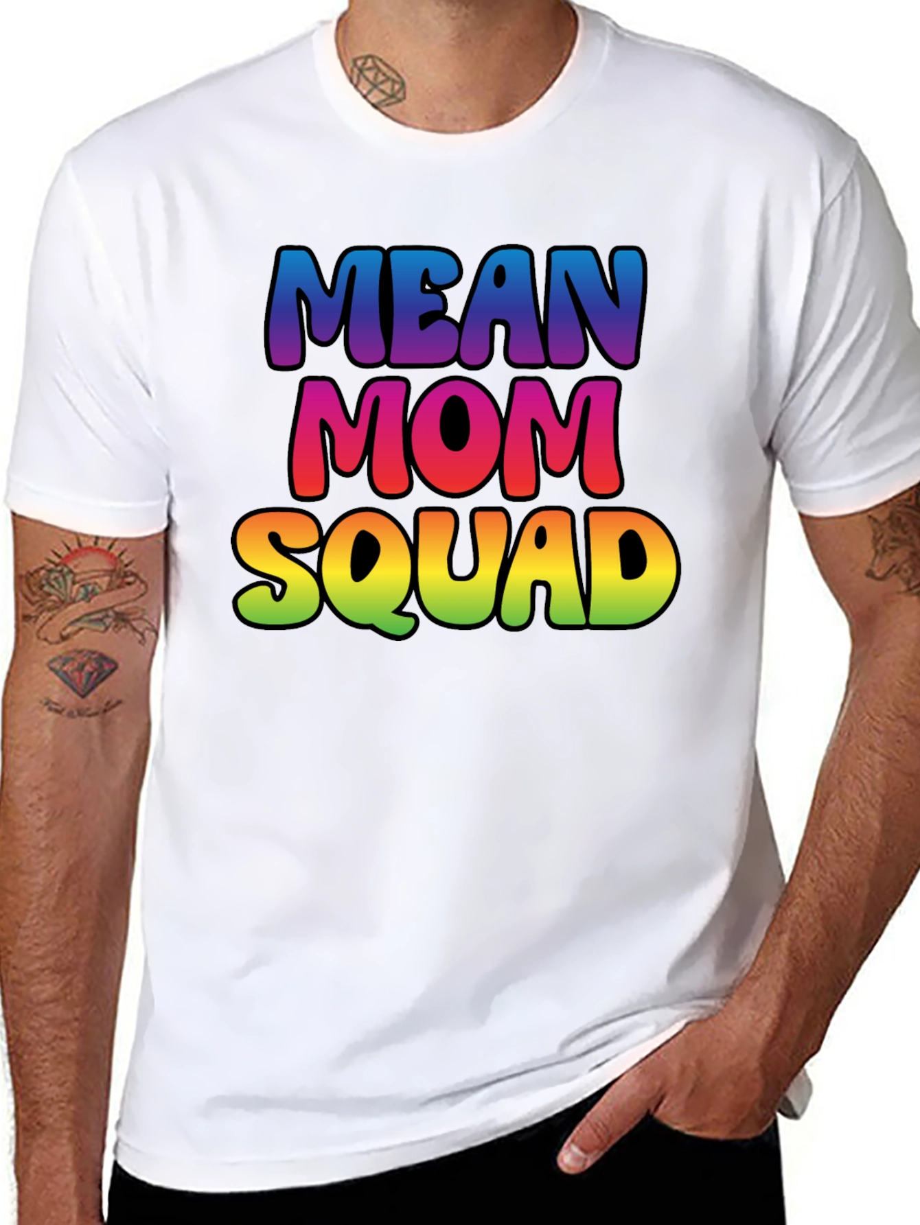 Mean Mom Squad Rainbow Graphic Tee