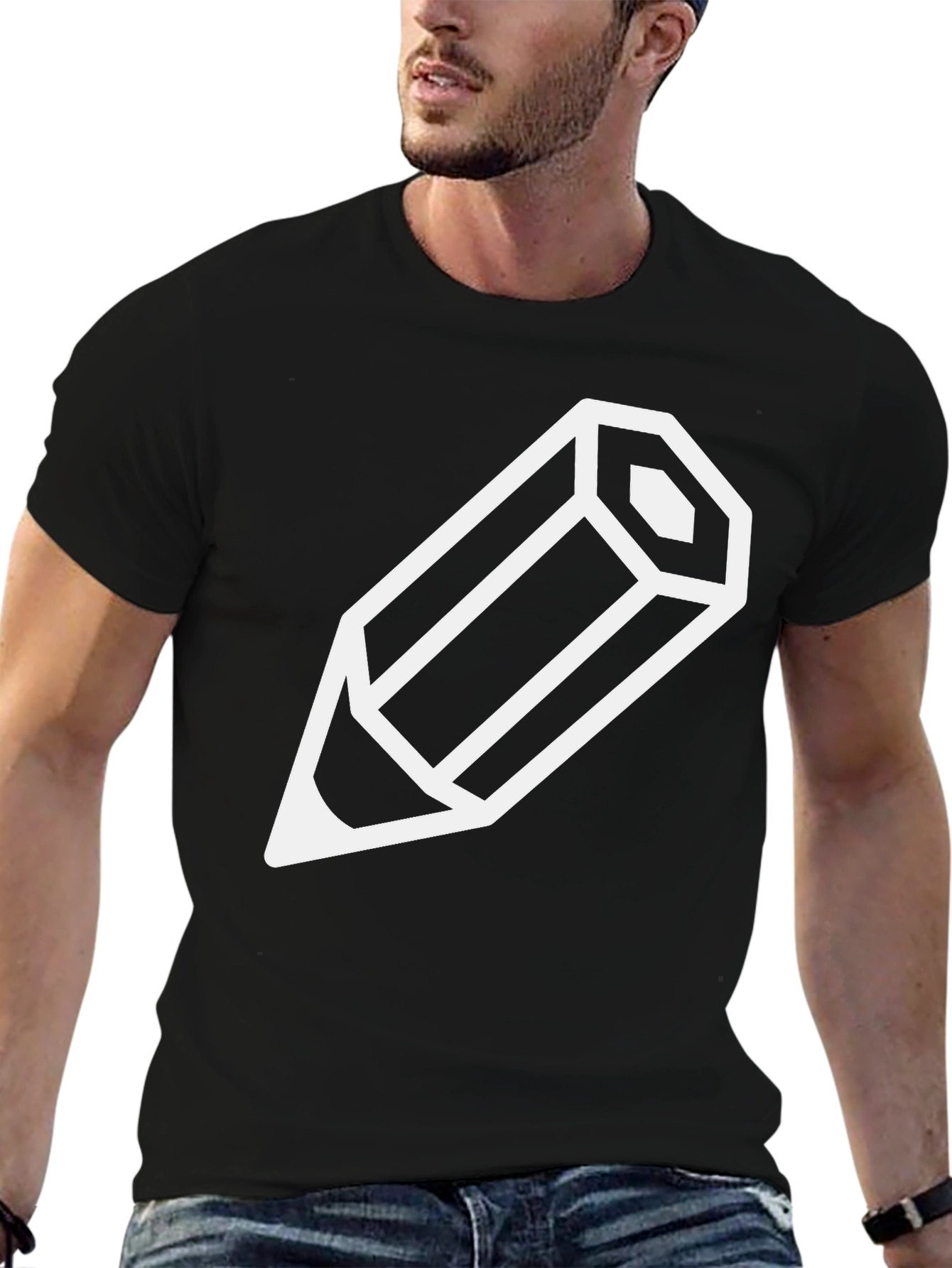 Pencil Graphic Tee - Black Cotton T-Shirt