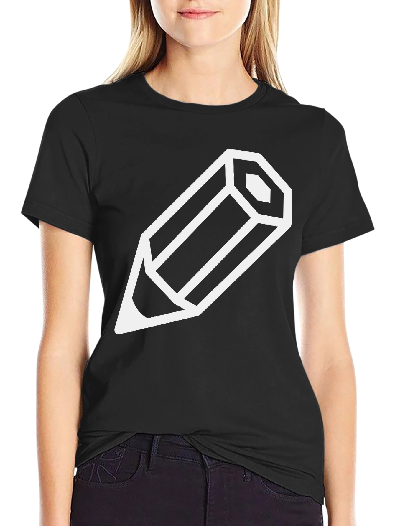Pencil Graphic Tee - Black Cotton T-Shirt