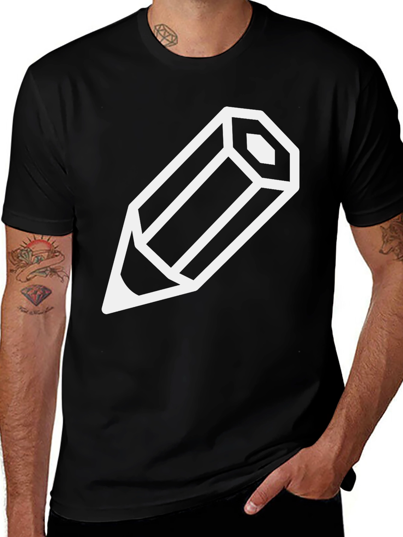 Pencil Graphic Tee - Black Cotton T-Shirt