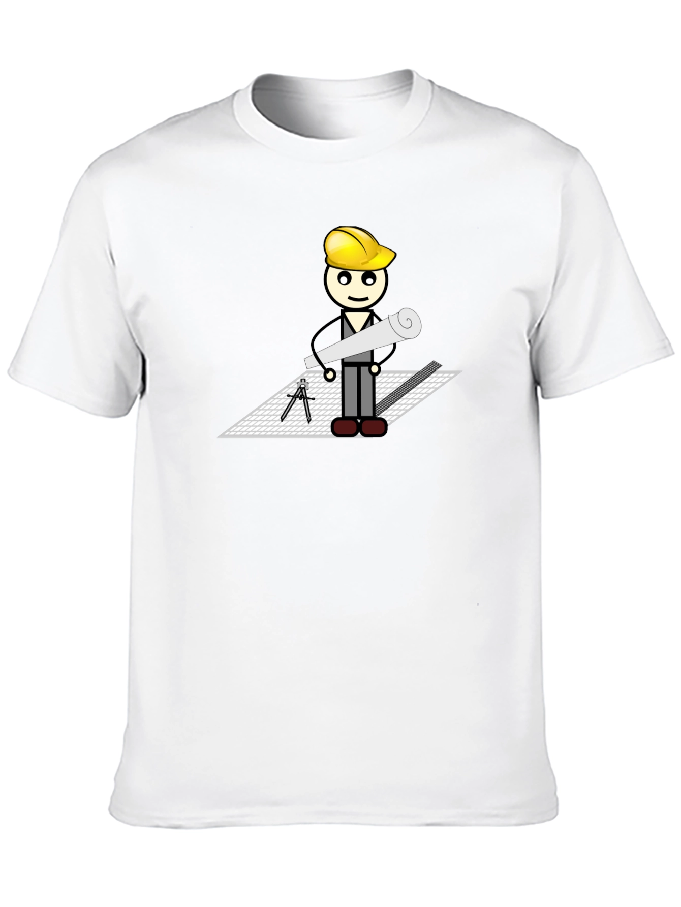 Cartoon Architect on Black T-Shirt