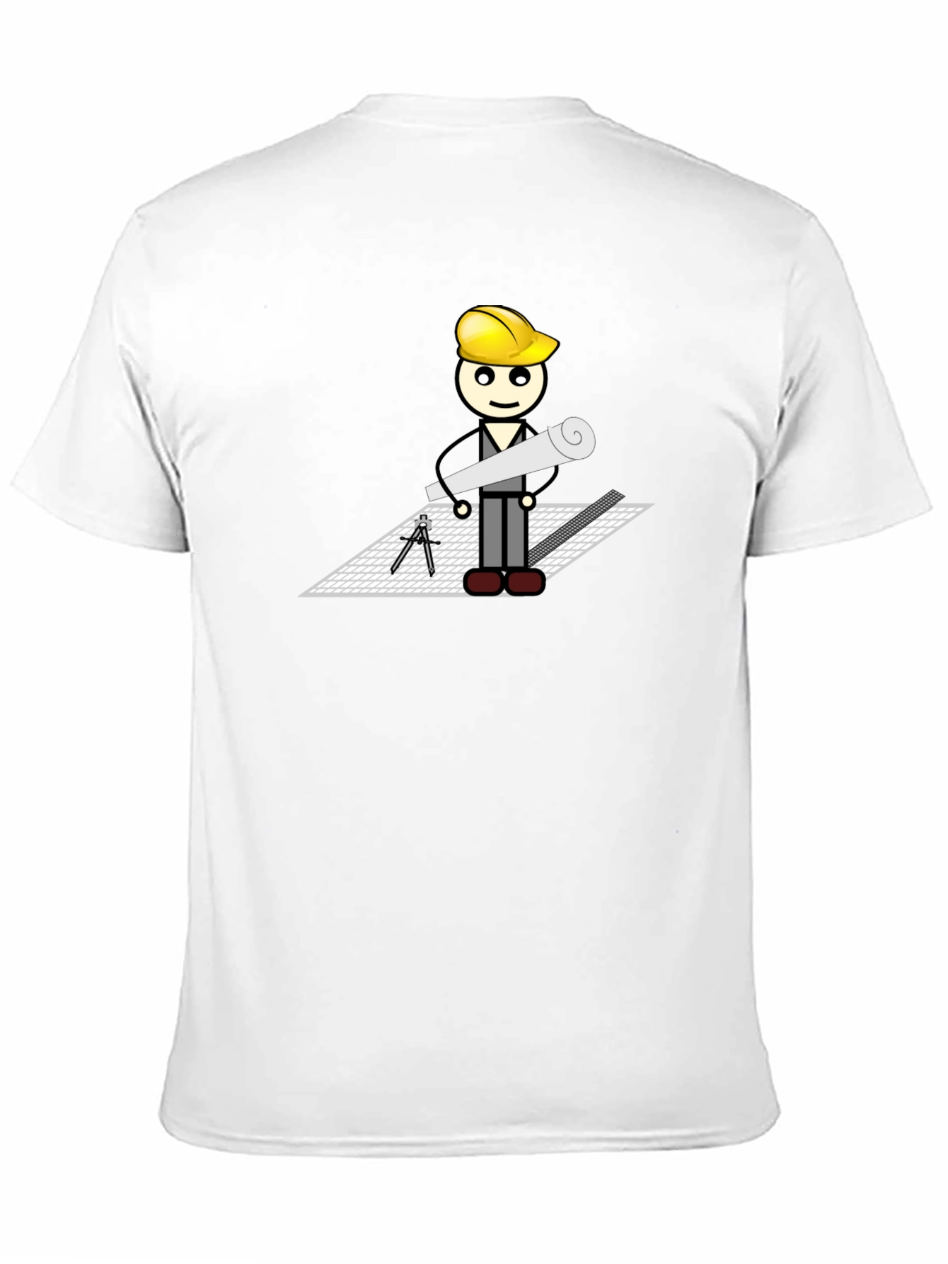 Cartoon Architect on Black T-Shirt