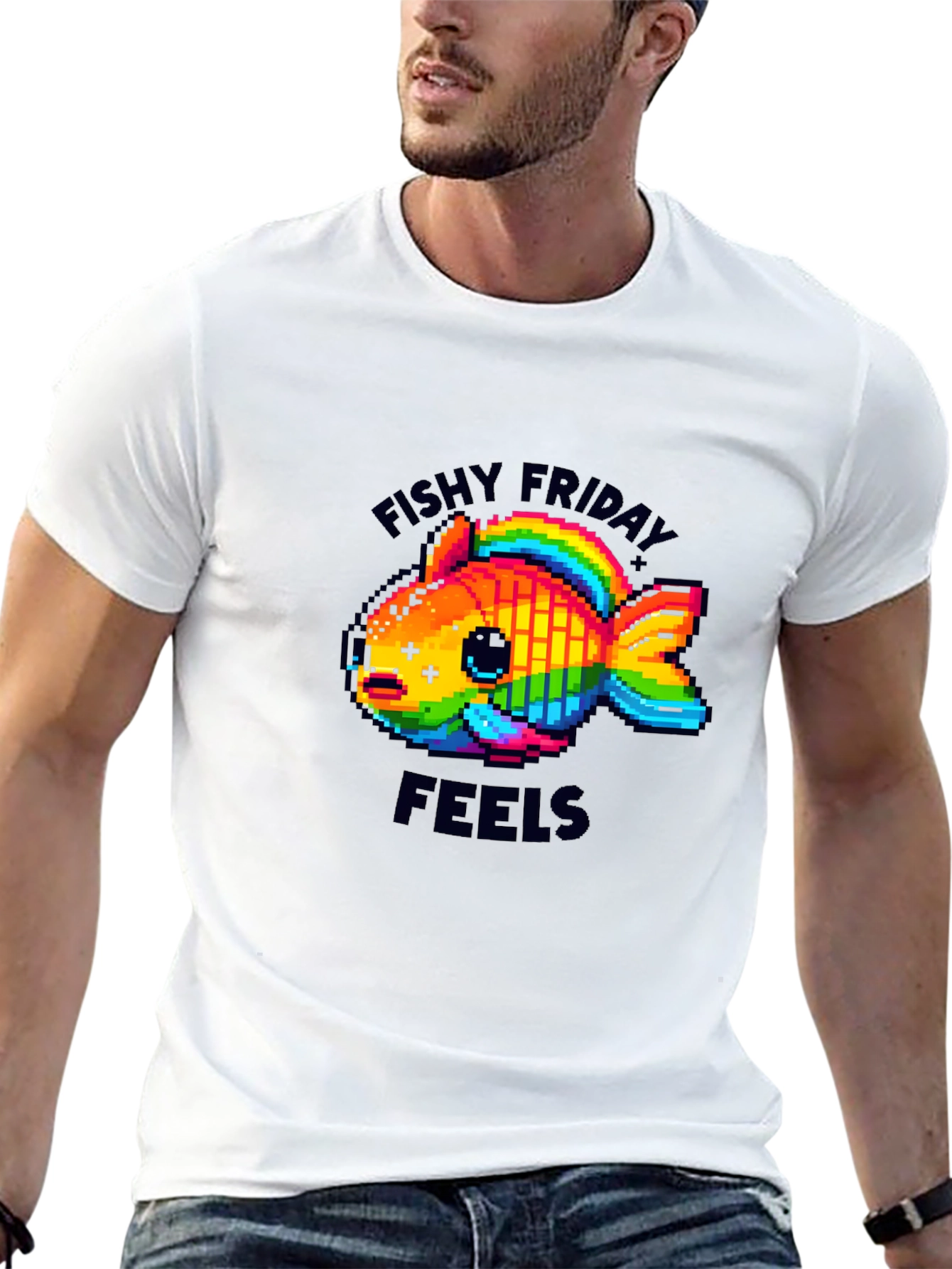 Fishy Friday Feels Pixel Art Graphic Tee
