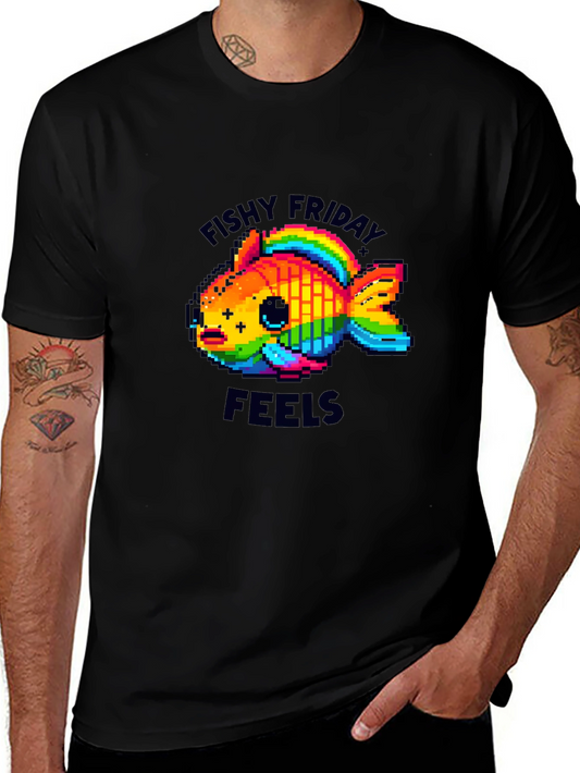 Fishy Friday Feels Pixel Art Graphic Tee