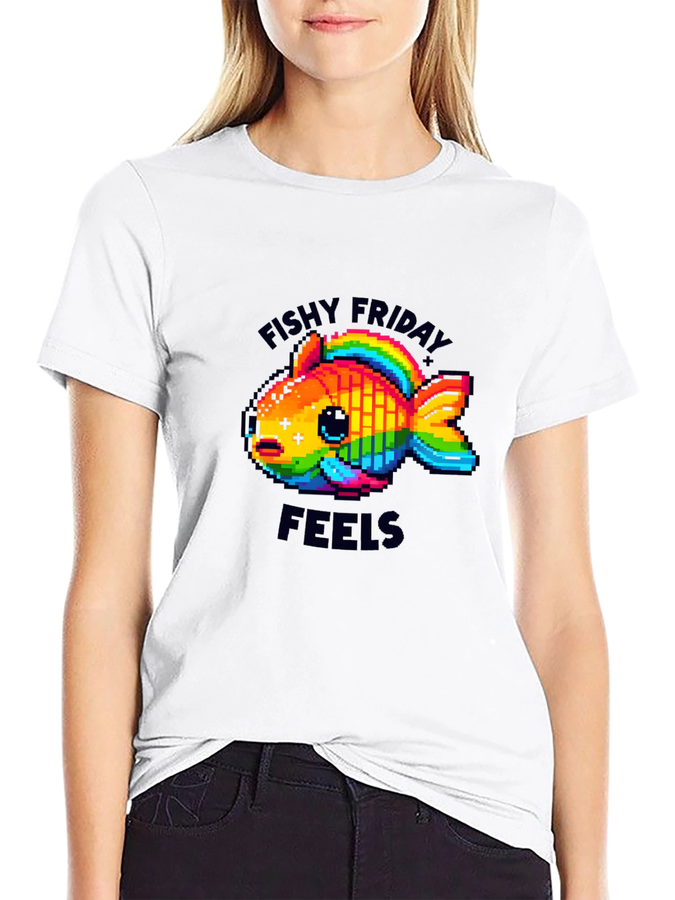 Fishy Friday Feels Pixel Art Graphic Tee