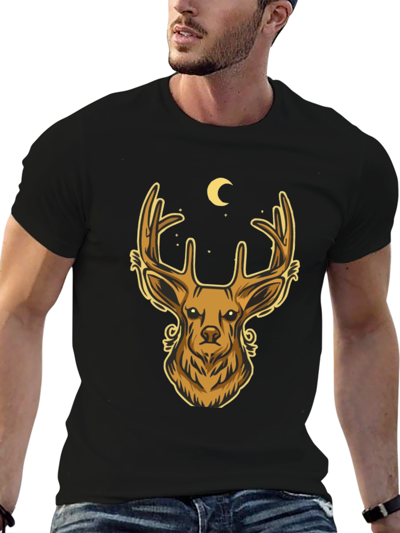 Deer Graphic T-Shirt - Mens Black Tee