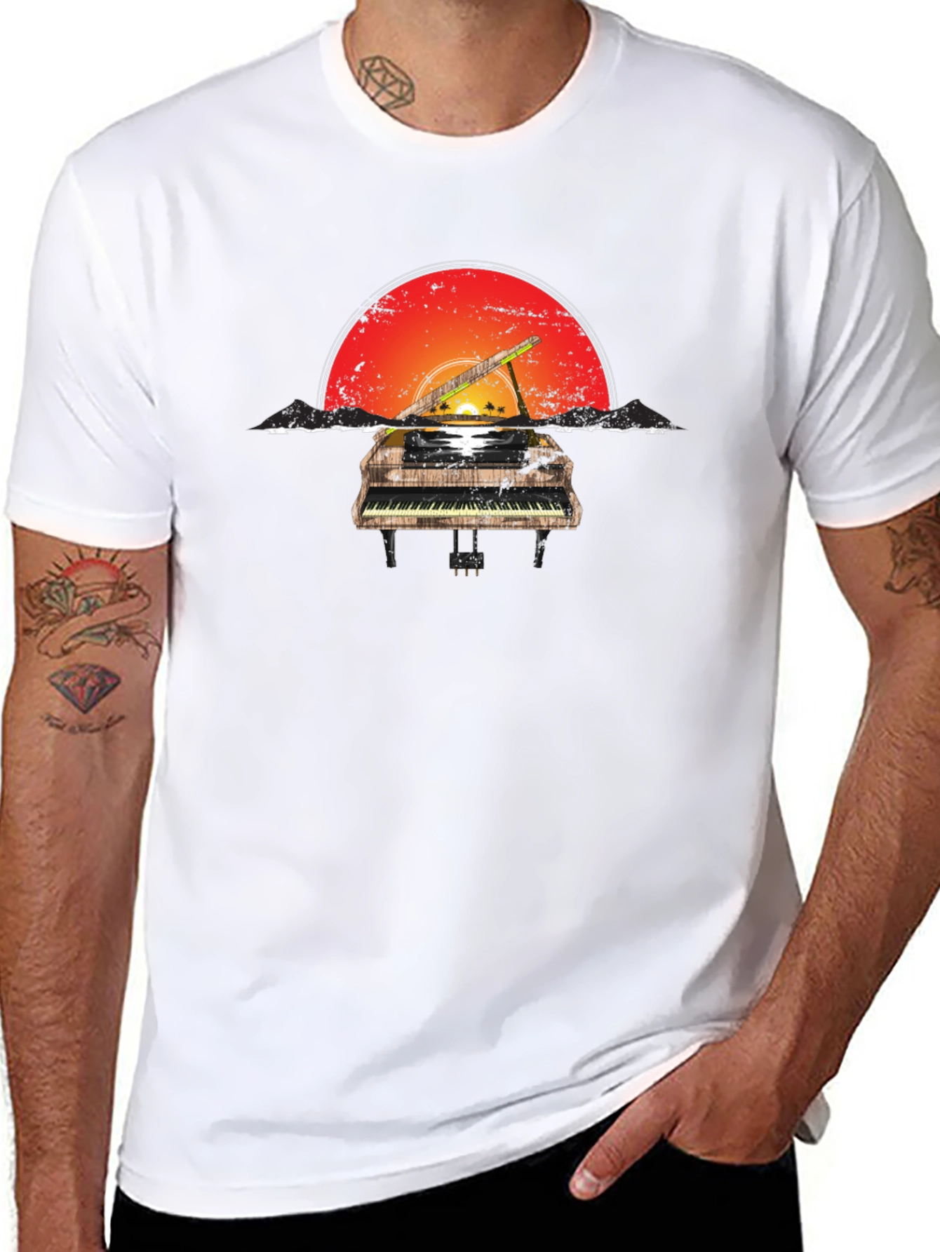 Sunset Piano Graphic Tee