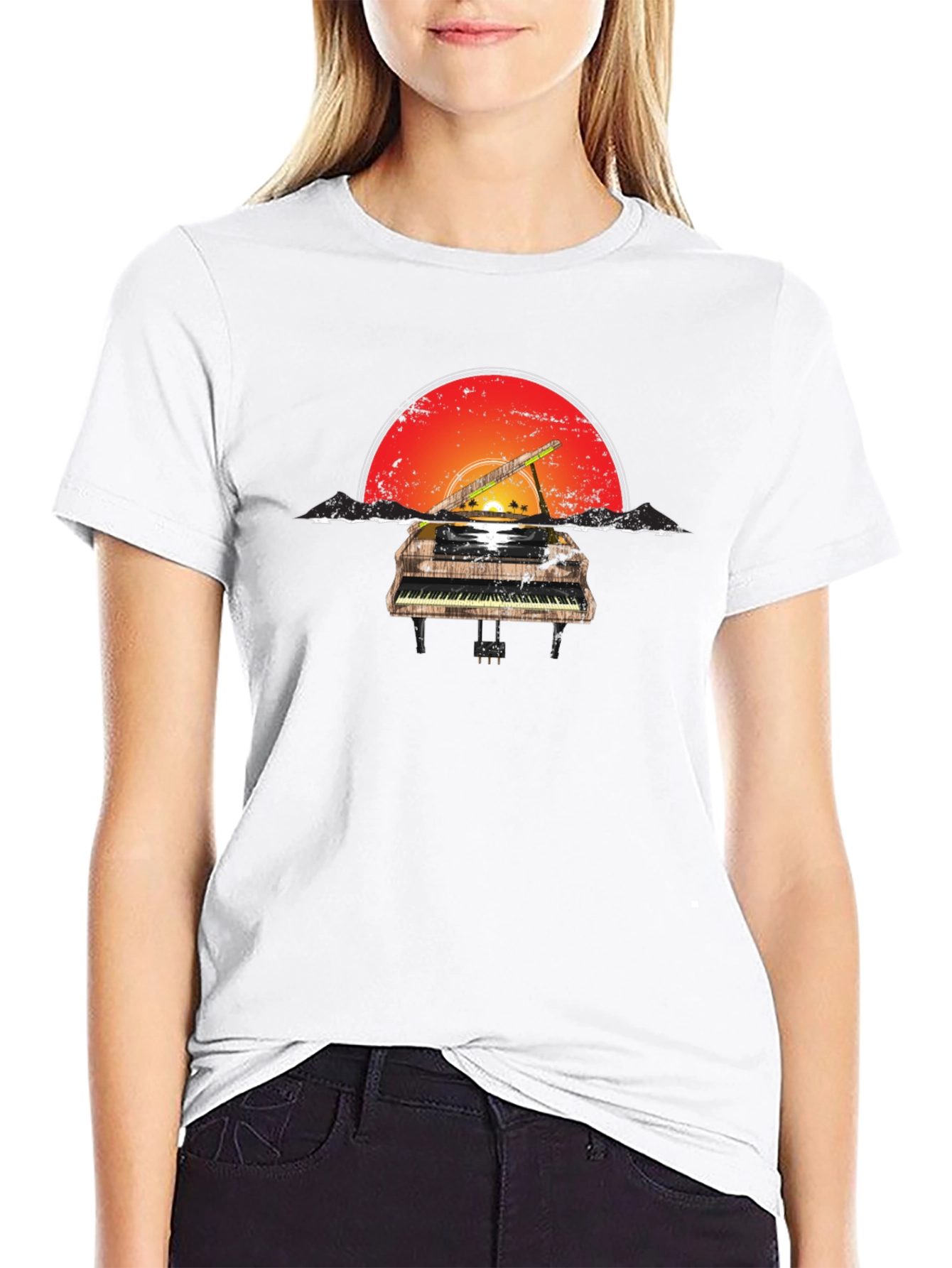 Sunset Piano Graphic Tee