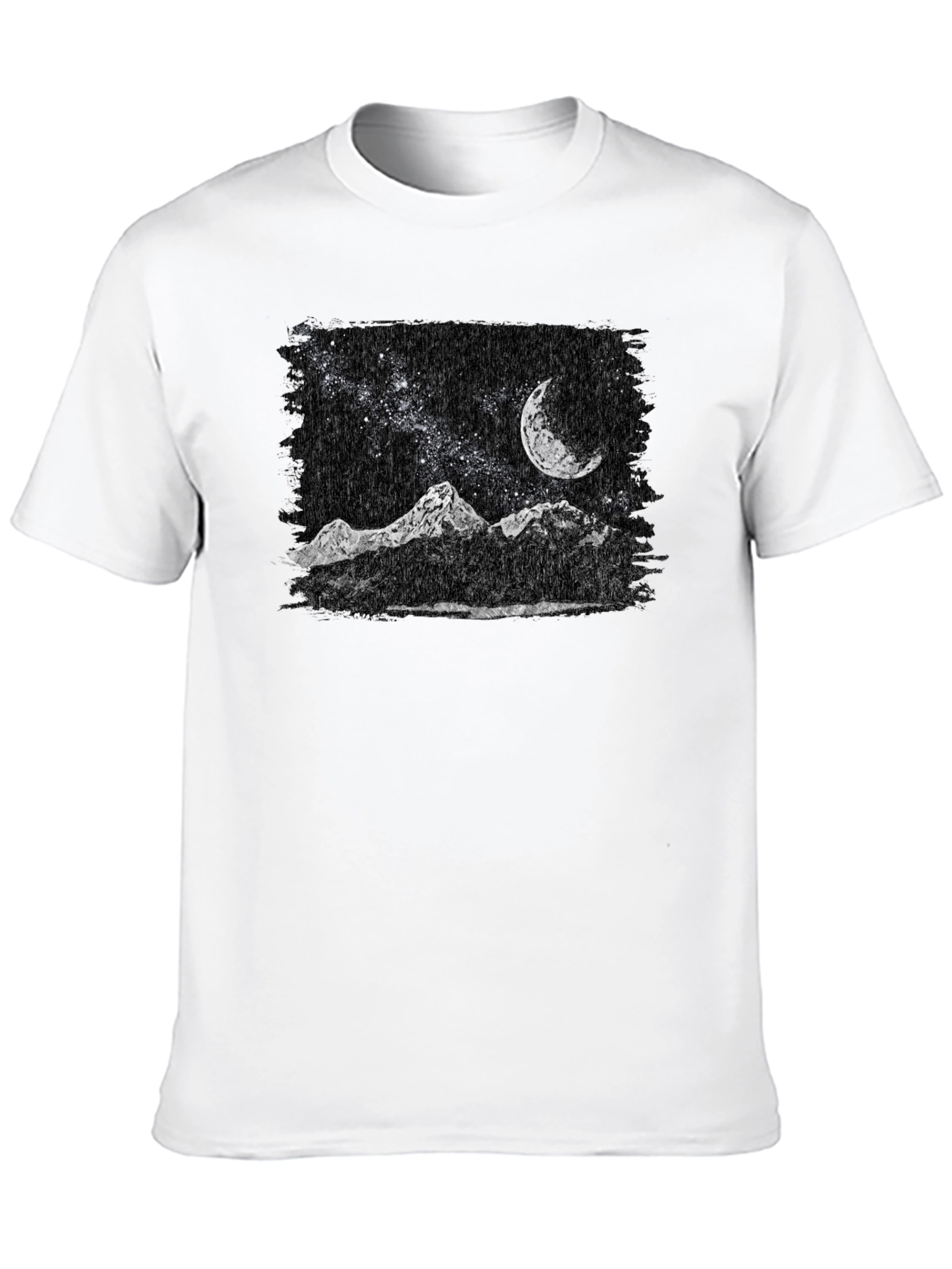 Night Sky Mountain T-Shirt - Black Graphic Tee