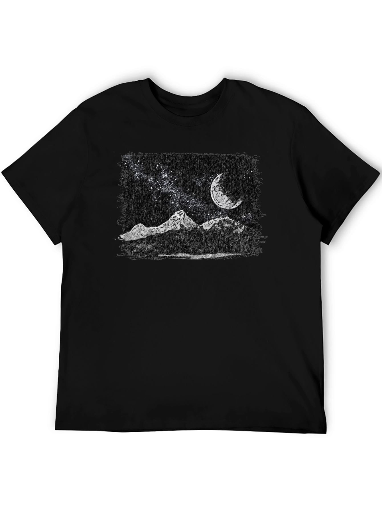 Night Sky Mountain T-Shirt - Black Graphic Tee