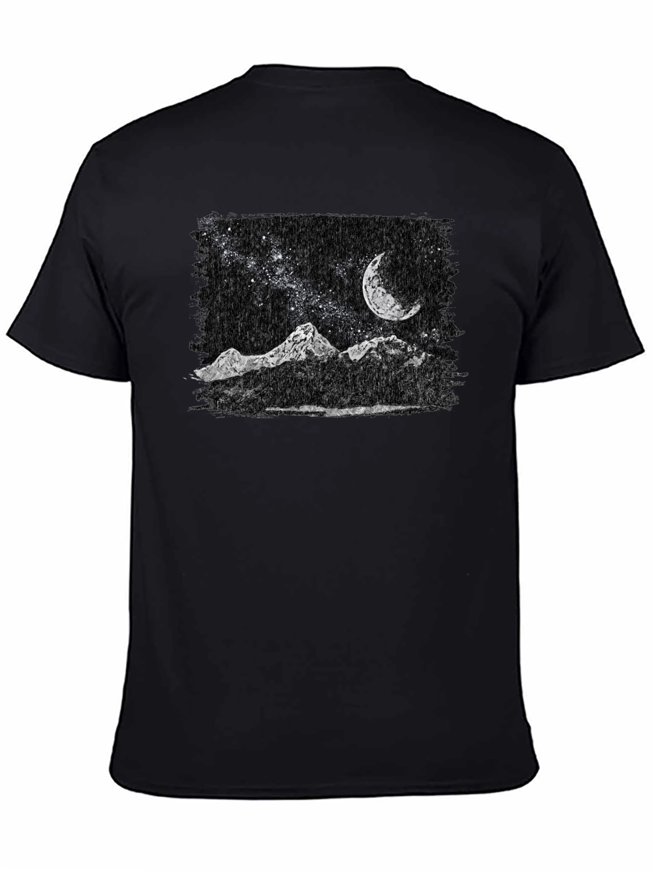 Night Sky Mountain T-Shirt - Black Graphic Tee
