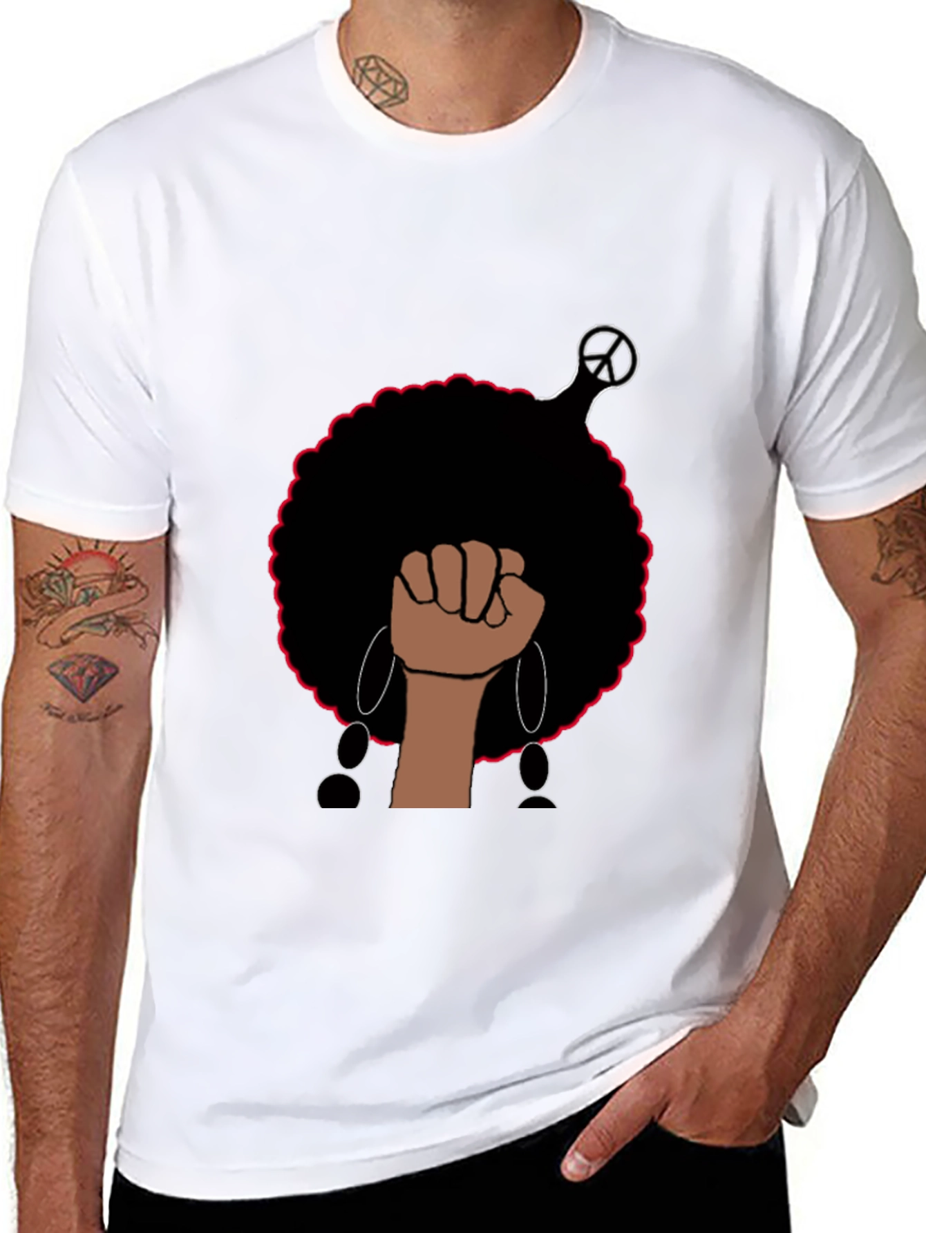 Afro Power Fist Graphic Tee - Black